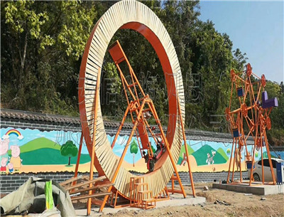 浙江省臺(tái)州市風(fēng)火輪，水上趣橋，網(wǎng)紅橋，網(wǎng)紅秋千，摩拜單車安裝完畢